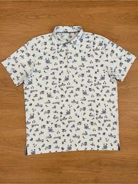 Johnnie-O Featherweight Tropical Print Performance Polo Shirt XL UPF 50